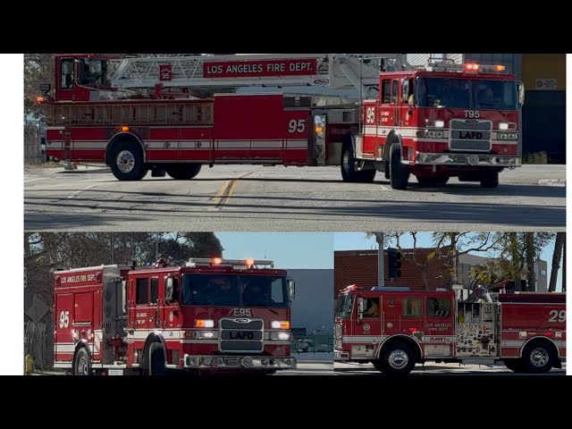 LAFD Light Force 95 and Engine 95 responding 
