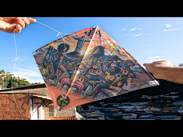 Flying a kite from the most challenging rooftop in the favela - Perfect setting.