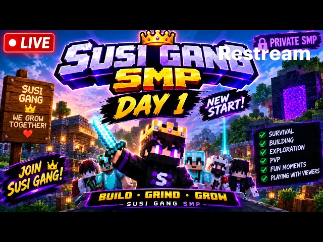 🔴 LIVE (50/365)  WELCOME TO SUSI GANG SMP! 🌍⛏️ | MINECRAFT SURVIVAL SMP PART 1