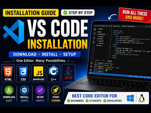 VS Code Installation Guide for Beginners | Windows 10/11 | Hindi