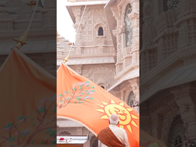 PM Modi performs Dhwajarohan on the Shikhar of the Shri Ram Janmabhoomi Mandir in Ayodhya