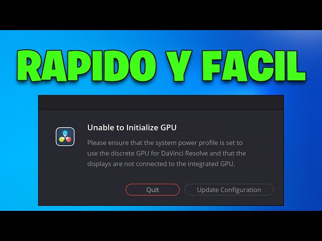 Error starting GPU in DaVinci Resolve 2026