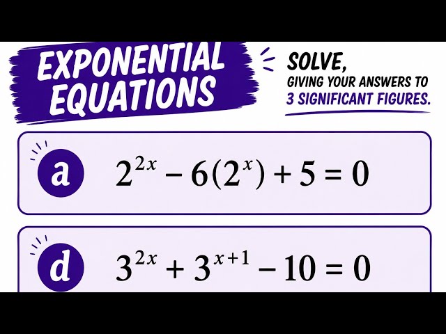 Solving Exponential Equations by Changing Variable- EX 14F Q2 a&d- A-Level Maths Pure 1#alevelmaths 
