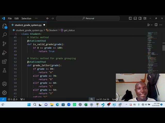MAYAMBA GERALD. 125-063061-38827 BSCs IUIU student_grade_system python project. #OOP Concepts. 