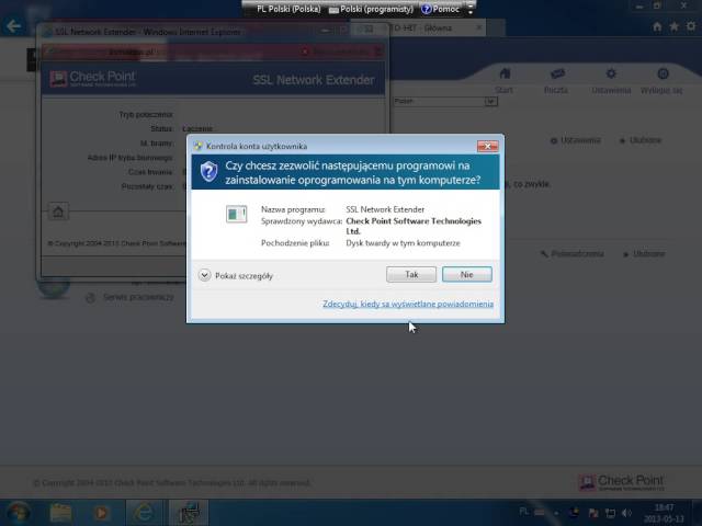 Check Point SSL Extender IE10