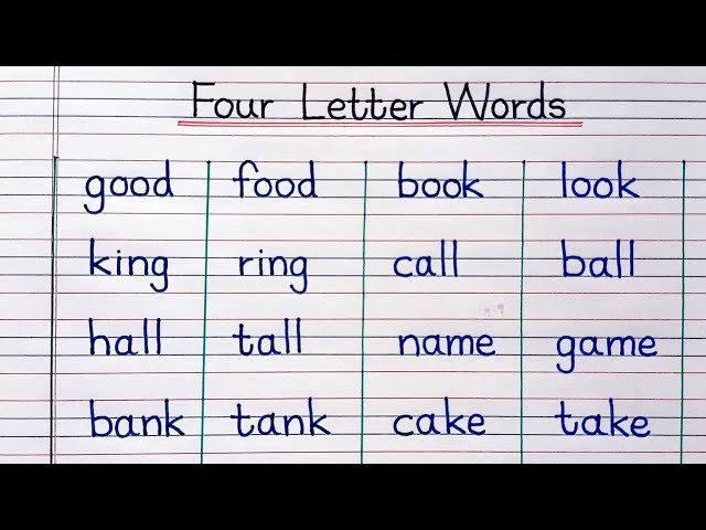 50 Four Letter Words| Four Letter Words in English| 4 Letter Words|