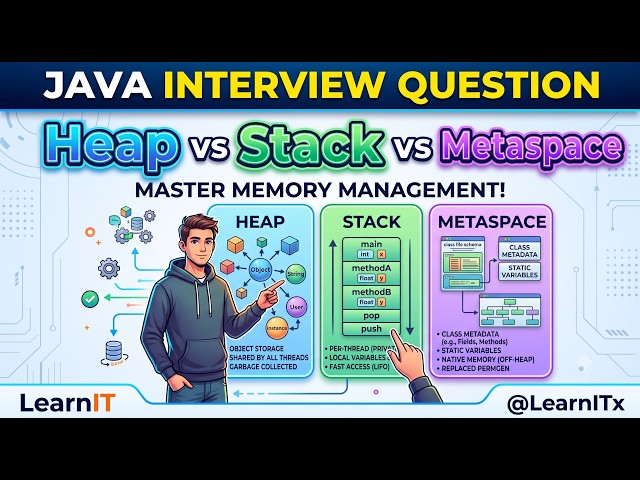 Heap vs Stack vs Metaspace in Java | Java Memory Explained | Java Interview Questions | LearnIT
