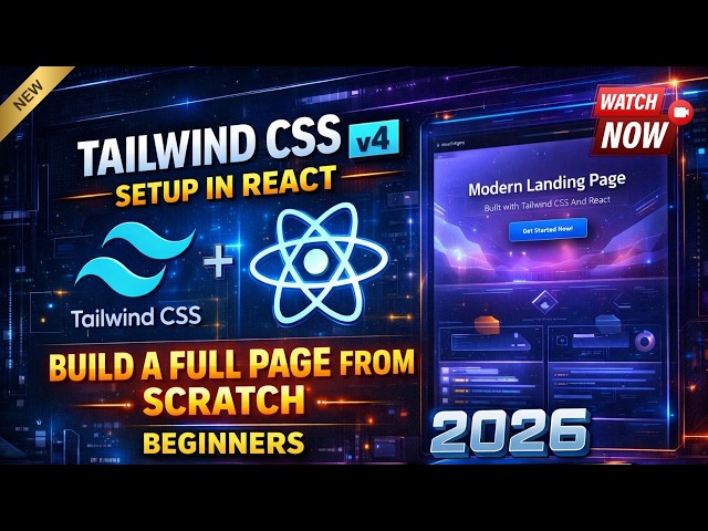 Tailwind CSS v4 Setup in React – Build a Full Page from Scratch | Beginners 2026
