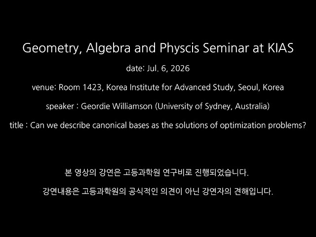 [GAP] Geordie Williamson: Can we describe canonical bases as the solutions of optimization problems?