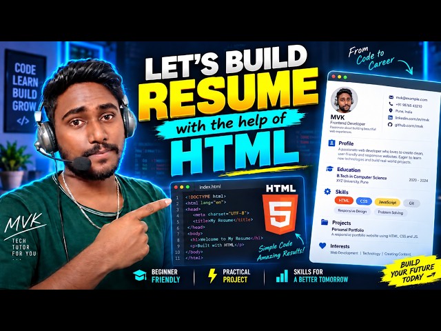 Let’s Build a Resume with HTML | HTML Project for Beginners | Web Development 2026