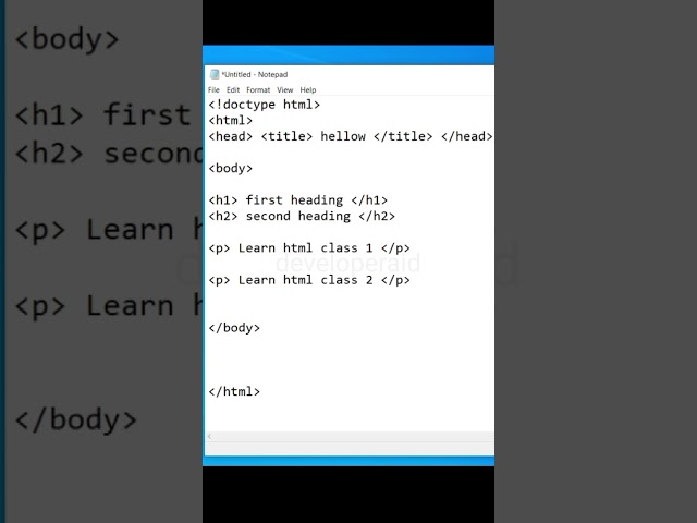 Learn HTML First time with Notepad || #shorts