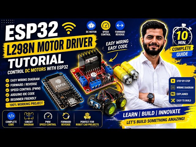 ESP32 L298N Motor Driver Tutorial | Control DC Motors with ESP32 (Arduino IDE) | Beginner Guide