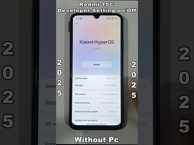 Redmi 15C developer options enable/Disable || Without Pc 2025  #smartphone #redmi9primenewupdate