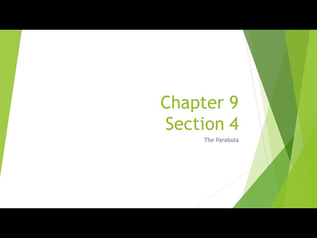 Precalculus 9 4   The Parabola
