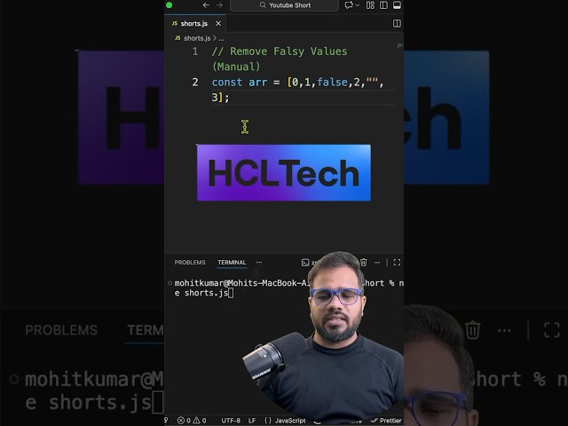 Remove Falsy Values Manually | JavaScript Interview Question #dsa #interview #coding