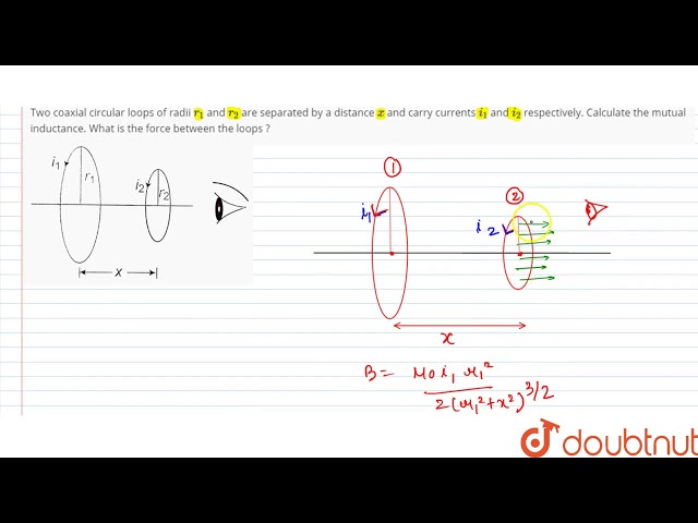 Two coaxial circular loops of raadii `r_(1)` and `r_(2)` are separated by a distance