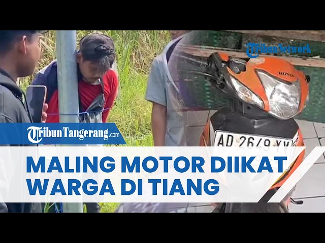 The Moment a Suspected Motorcycle Thief Was Tied to a Lamppost in Klaten: Not Beaten, but Lectured