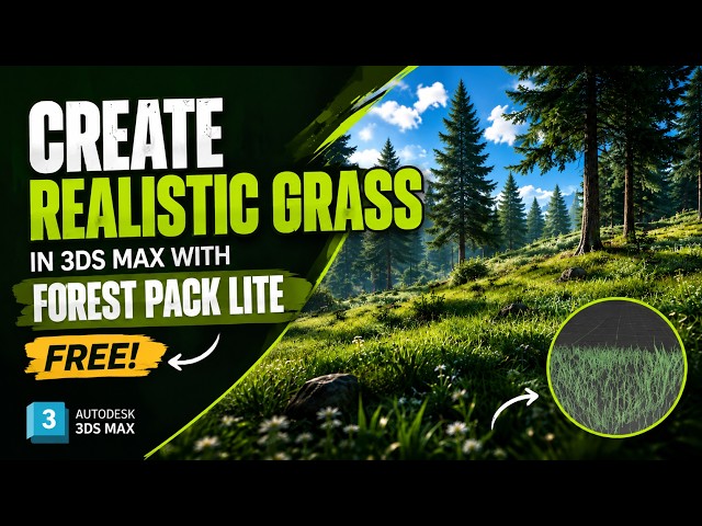  Create Realistic Grass in Minutes | Forest Pack Lite (FREE) #forestpack #3dsmax #plugins #forest