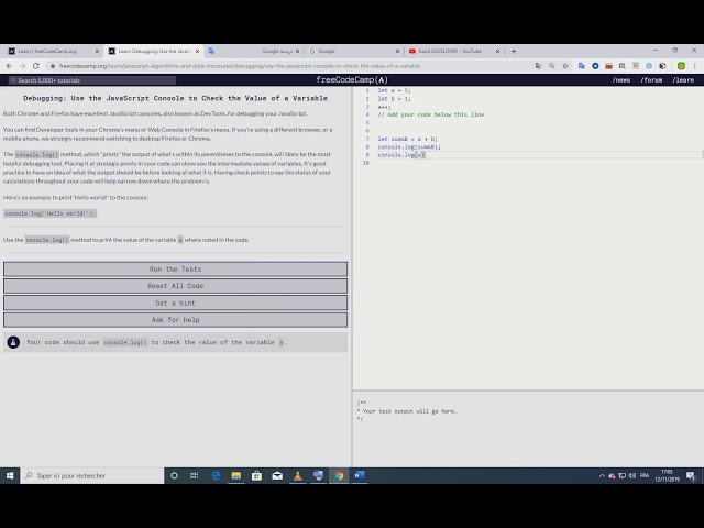 Debugging: Use the JavaScript Console to Check the Value of a Variable