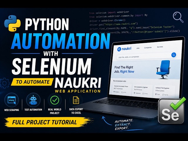 Python Selenium Project | Automate Naukri Website | Web Scraping | Data Base | Part 1