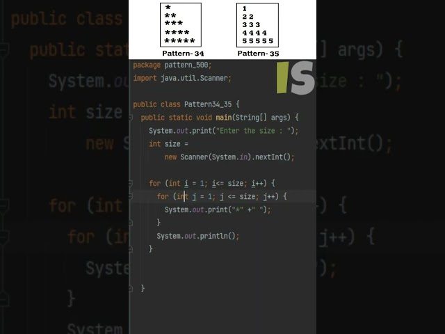 Java Pattern - 34, 35 | 500 Java Pattern Programs #shorts #java #coding #programming