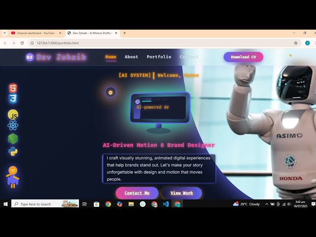 Portfolio Website using HTML, CSS & JavaScript | Personal Responsive UI + Source Code AI-Inspired 3D