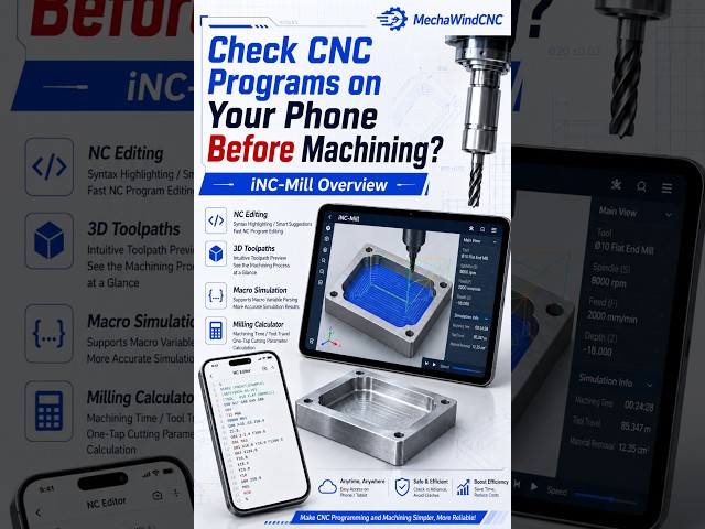 iNC-Mill: CNC Program Editor, 3D Toolpath Viewer & Macro Simulator