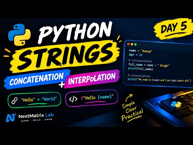 Python String Concatenation & Interpolation 🐍 | f-Strings Explained | Day 5 #pythonprogramming