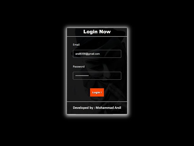 Black Login Form using Html & CSS | Best Login Page | Professional Login Form