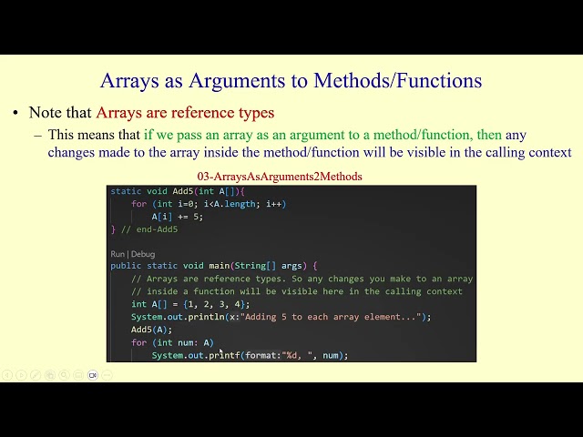 One Dimensional Arrays: Declaration, Creation, Iteration, Command line arguments