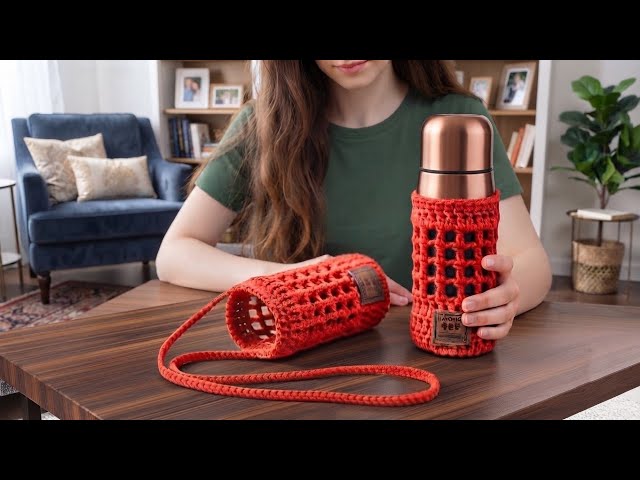 How to Crochet a Thermos Holder | Easy DIY Flask Sleeve Tutorial
