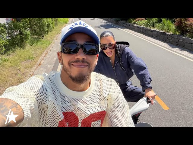 Kim Kardashian Nearly Falls Of Bike During Ride w/ Lewis Hamilton