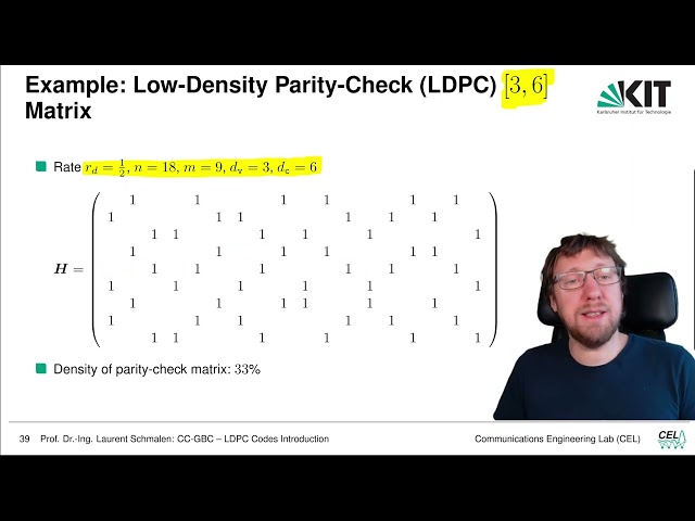 Lecture "Channel Coding: Graph-based Codes", Chapter 3, Vid. 3, "LDPC Codes"
