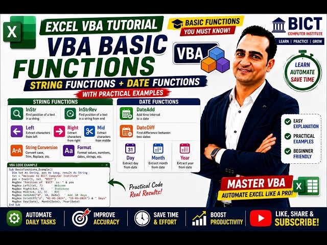 Build a strong foundation in Excel VBA with essential String & Date Functions!