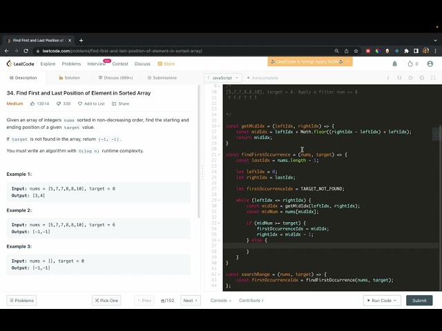 Find first and last position of element in sorted array - JavaScript