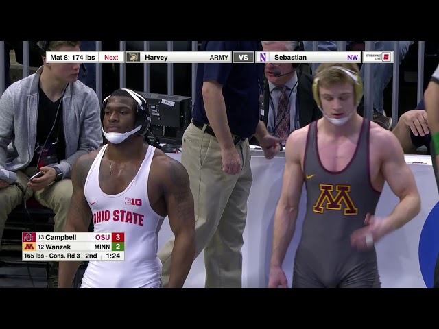 2018 NCAA Wrestling 165lbs: Nick Wanzek (Minnesota) dec Te'Shaun Campbell (Ohio State)