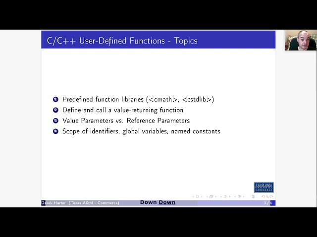 COSC 2336 Data Structures and Algorithms : User Defined Functions