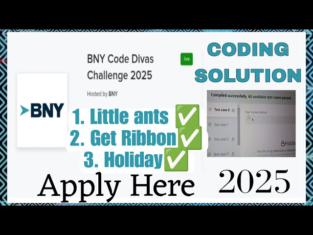 BNY Code Divas Challenge 2025|Hackerearth Coding Solution|Placement  Help #bny #codingsolution #2025
