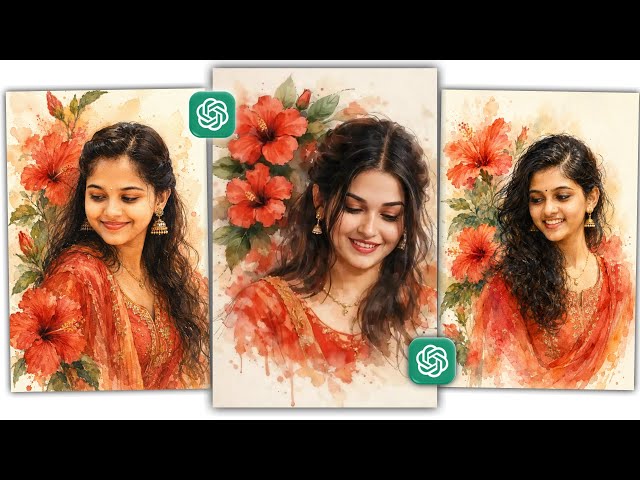 Trending Watercolor Portrait Photo Editing with ChatGPT | ChatGPT Photo Editing in Telugu