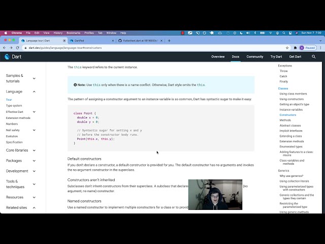 Dart Language Tour - Constructors (sans Factory)