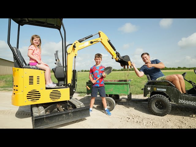 Digging Dirt and Rocks with Real Tractors | Tractors for kids