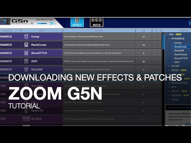 Zoom G5n: Downloading New Effects and Patches
