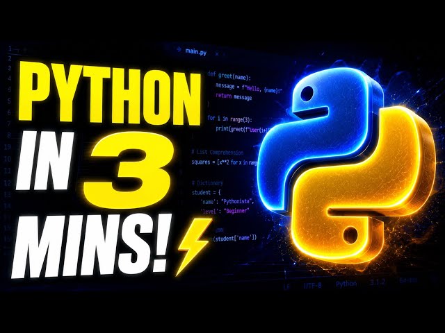 Learn Python Faster Than 95% of Beginners (in 3 Minutes) ⚡ | Learn Python Basics