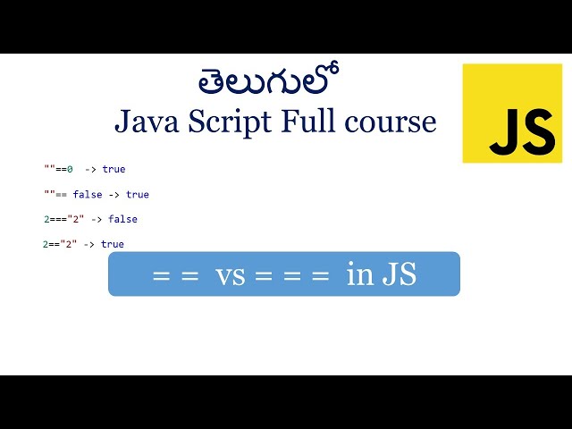 ==  vs ===  in JavaScript |equality operator in Javascript |JavaScript for beginners in Telugu