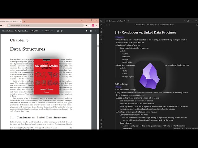 ASMR Typing (No Talking) | Algorithm Design Manual Chapter 3.1 Note-Taking on Obsidian.md.