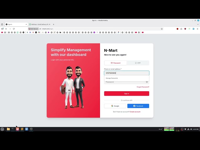 Nmart | e-commerce frontend login overview