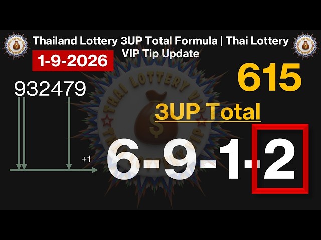 1-9-2026 Thailand Lottery 3UP Total Formula | Thai Lottery VIP Tip Update