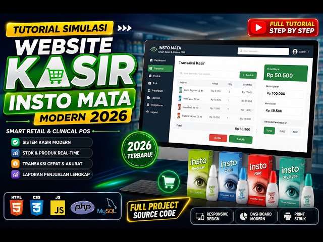 👍Tutorial Simulasi Website Kasir Insto Mata Modern 2026  Smart Retail & Clinical POS Full Project👍