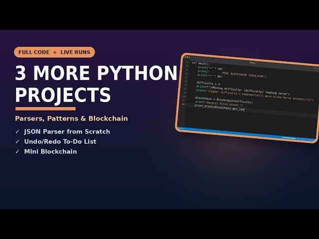 3 Python Projects That Teach You How Real Software Is - JSON Parsers, Command Patterns & Blockchain