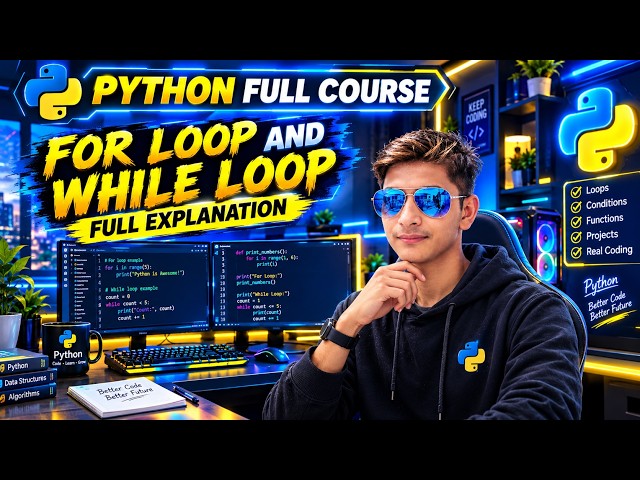 Lecture 9: For Loop & While Loop in Python | Complete Explanation with Examples | Python Full Course